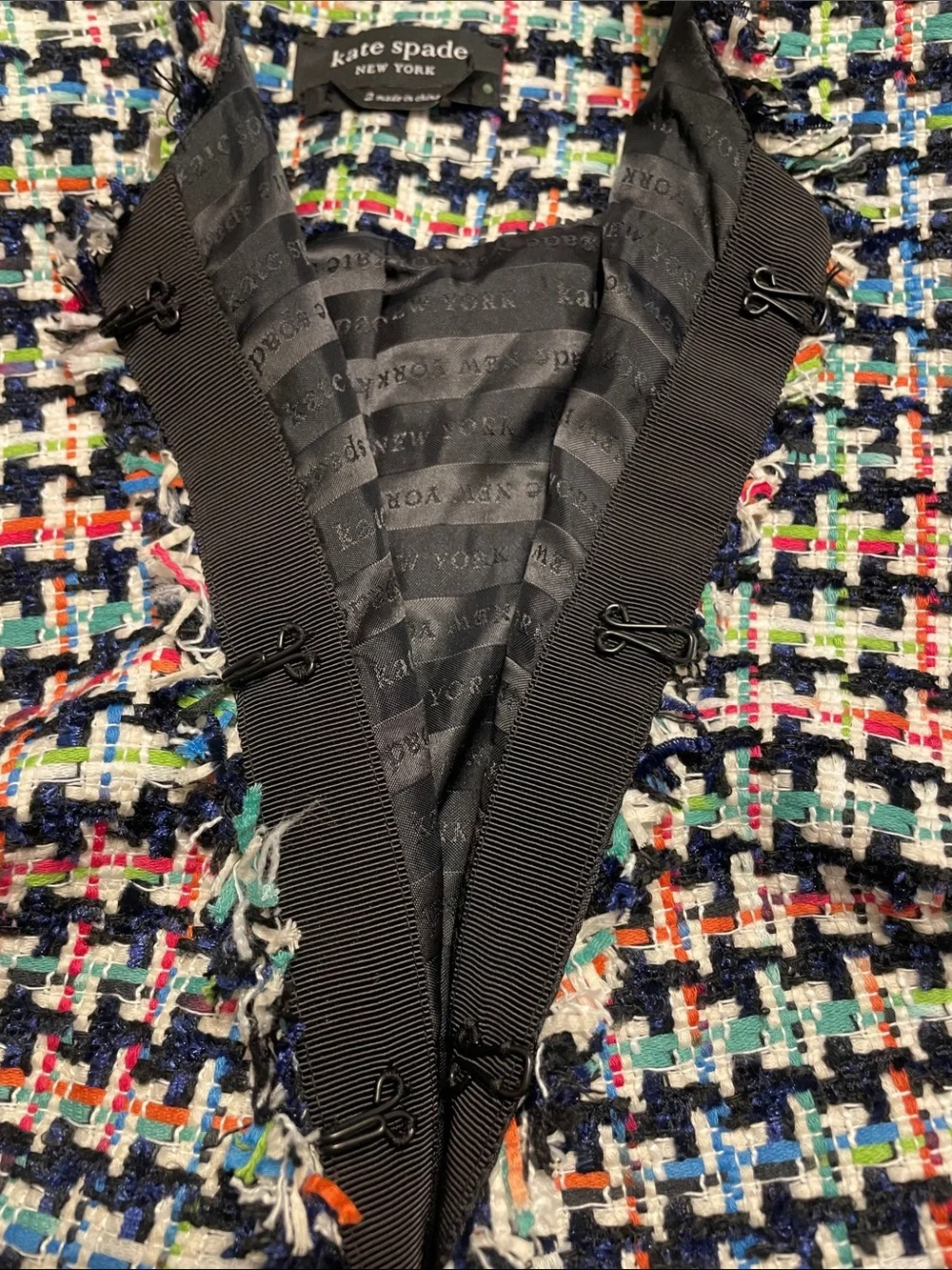 kate spade Multicolor Houndstooth Cropped Tweed Blazer